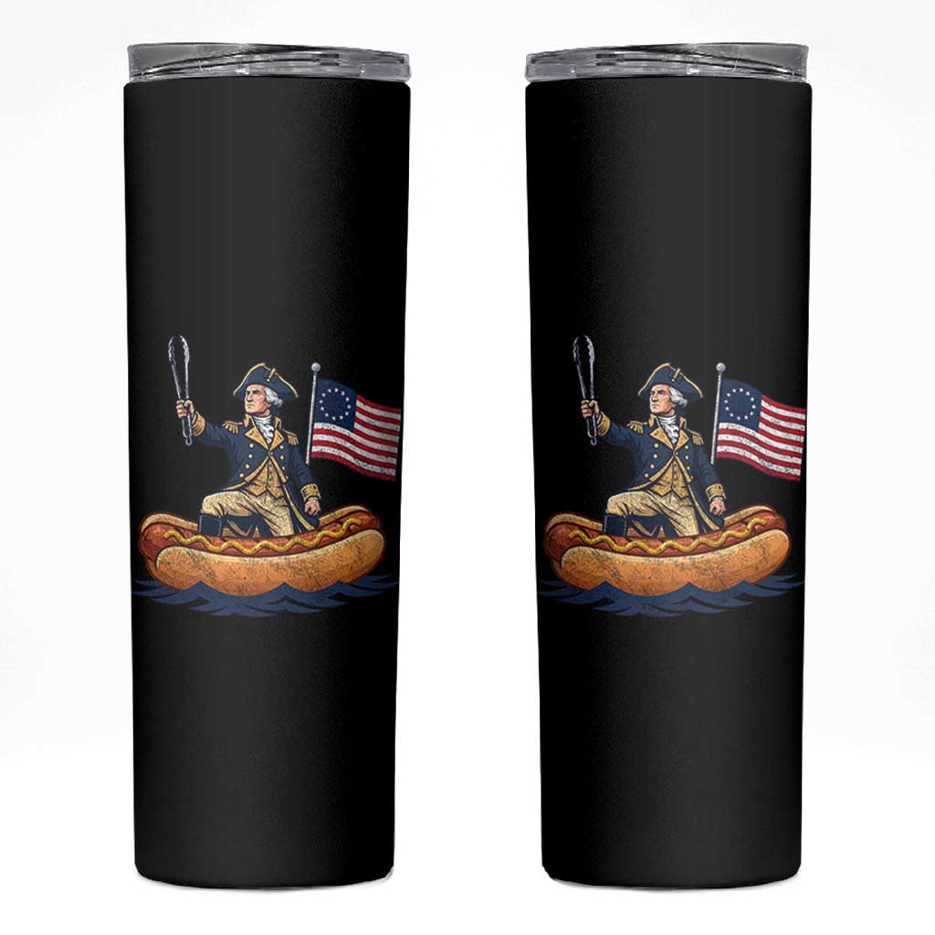 George Washington Crossing The Delaware on Hot Dog Boat Skinny Tumbler Funny BBQ Party 4th of July Graphic