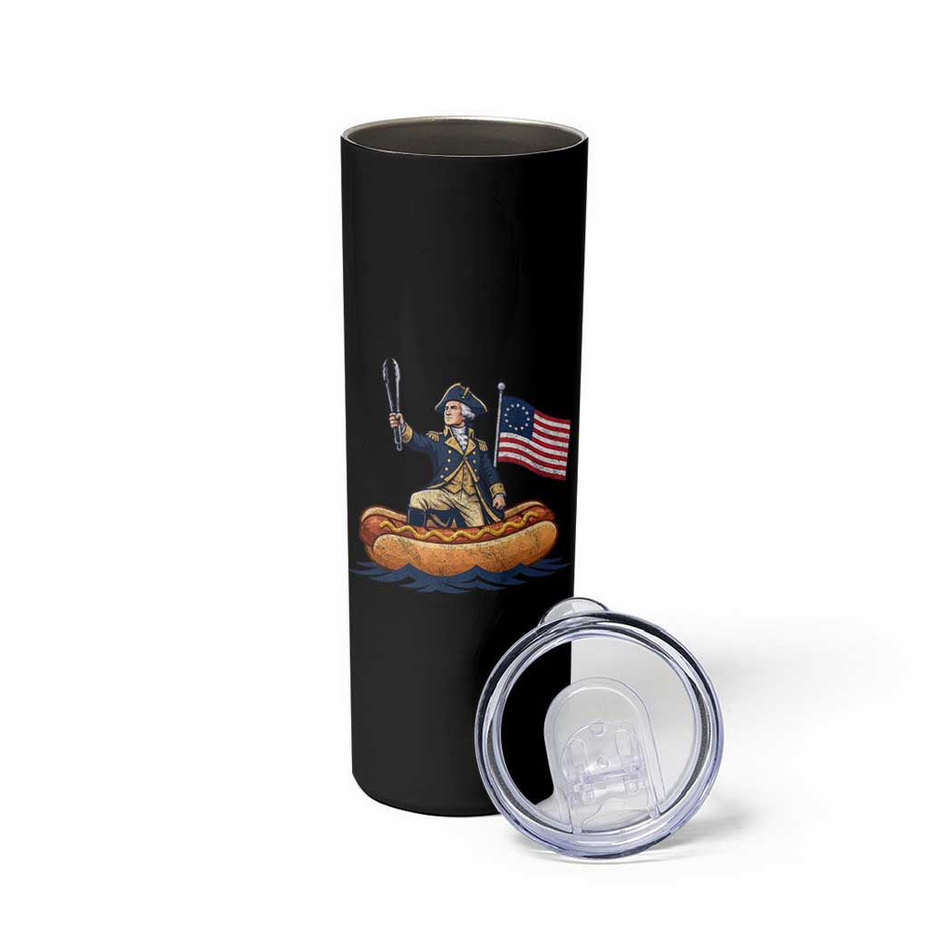George Washington Crossing The Delaware on Hot Dog Boat Skinny Tumbler Funny BBQ Party 4th of July Graphic