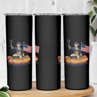 George Washington Crossing The Delaware on Hot Dog Boat Skinny Tumbler Funny BBQ Party 4th of July Graphic