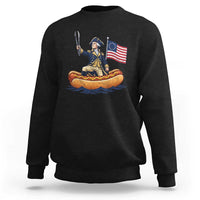George Washington Crossing The Delaware on Hot Dog Boat Sweatshirt Funny BBQ Party 4th of July Graphic