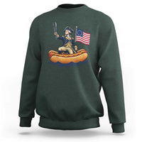 George Washington Crossing The Delaware on Hot Dog Boat Sweatshirt Funny BBQ Party 4th of July Graphic