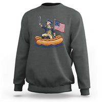 George Washington Crossing The Delaware on Hot Dog Boat Sweatshirt Funny BBQ Party 4th of July Graphic