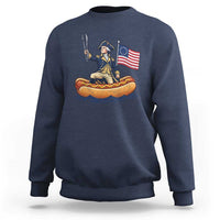 George Washington Crossing The Delaware on Hot Dog Boat Sweatshirt Funny BBQ Party 4th of July Graphic