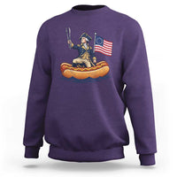 George Washington Crossing The Delaware on Hot Dog Boat Sweatshirt Funny BBQ Party 4th of July Graphic