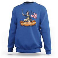 George Washington Crossing The Delaware on Hot Dog Boat Sweatshirt Funny BBQ Party 4th of July Graphic