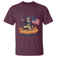George Washington Crossing The Delaware on Hot Dog Boat T Shirt Funny BBQ Party 4th of July Graphic