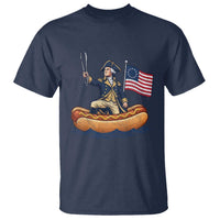 George Washington Crossing The Delaware on Hot Dog Boat T Shirt Funny BBQ Party 4th of July Graphic