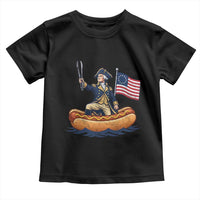 George Washington Crossing The Delaware on Hot Dog Boat Toddler T Shirt Funny BBQ Party 4th of July Graphic