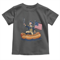 George Washington Crossing The Delaware on Hot Dog Boat Toddler T Shirt Funny BBQ Party 4th of July Graphic