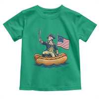 George Washington Crossing The Delaware on Hot Dog Boat Toddler T Shirt Funny BBQ Party 4th of July Graphic