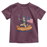 George Washington Crossing The Delaware on Hot Dog Boat Toddler T Shirt Funny BBQ Party 4th of July Graphic