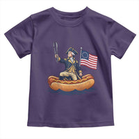 George Washington Crossing The Delaware on Hot Dog Boat Toddler T Shirt Funny BBQ Party 4th of July Graphic