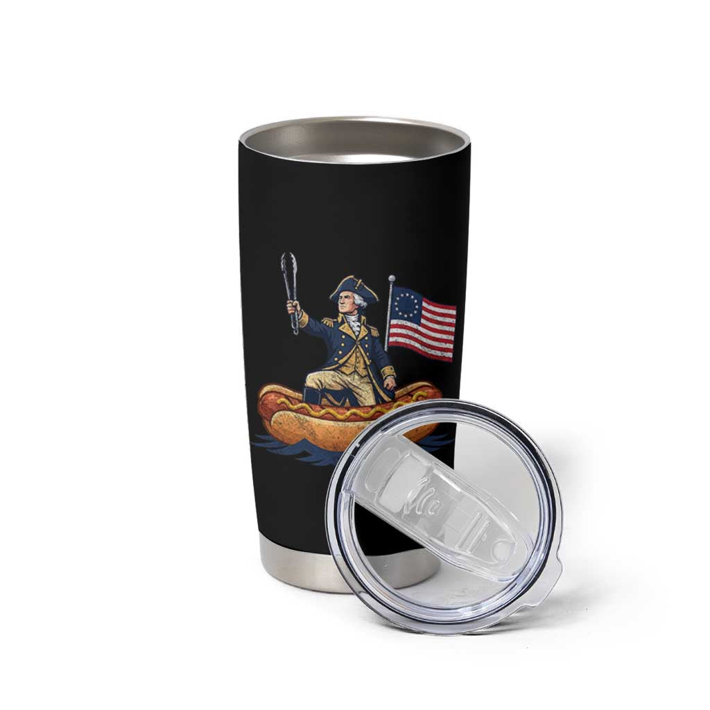George Washington Crossing The Delaware on Hot Dog Boat Tumbler Cup Funny BBQ Party 4th of July Graphic