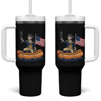 George Washington Crossing The Delaware on Hot Dog Boat Tumbler With Handle Funny BBQ Party 4th of July Graphic