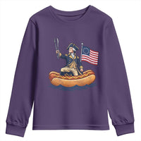 George Washington Crossing The Delaware on Hot Dog Boat Youth Sweatshirt Funny BBQ Party 4th of July Graphic