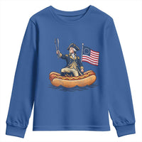 George Washington Crossing The Delaware on Hot Dog Boat Youth Sweatshirt Funny BBQ Party 4th of July Graphic