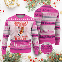 Funny Patriotic Hotdog Cartoon 4th of July Fireworks Ugly Christmas Sweater Democracys Collapsin But These Wieners Be Slappin