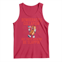 Funny Patriotic Hotdog Cartoon 4th of July Fireworks Tank Top Democracys Collapsin But These Wieners Be Slappin