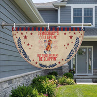 Funny Hotdog Cartoon 4th of July Fireworks Patriotic Fan Flag Democracys Collapsin But These Wieners Be Slappin