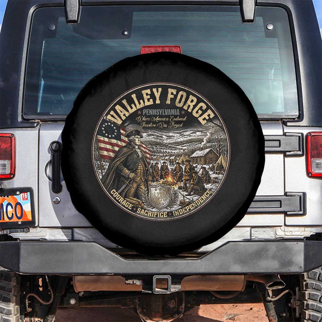Valley Forge Pennsylvania 1777 George Washington Spare Tire Cover Revolutionary War Vintage American History Graphic
