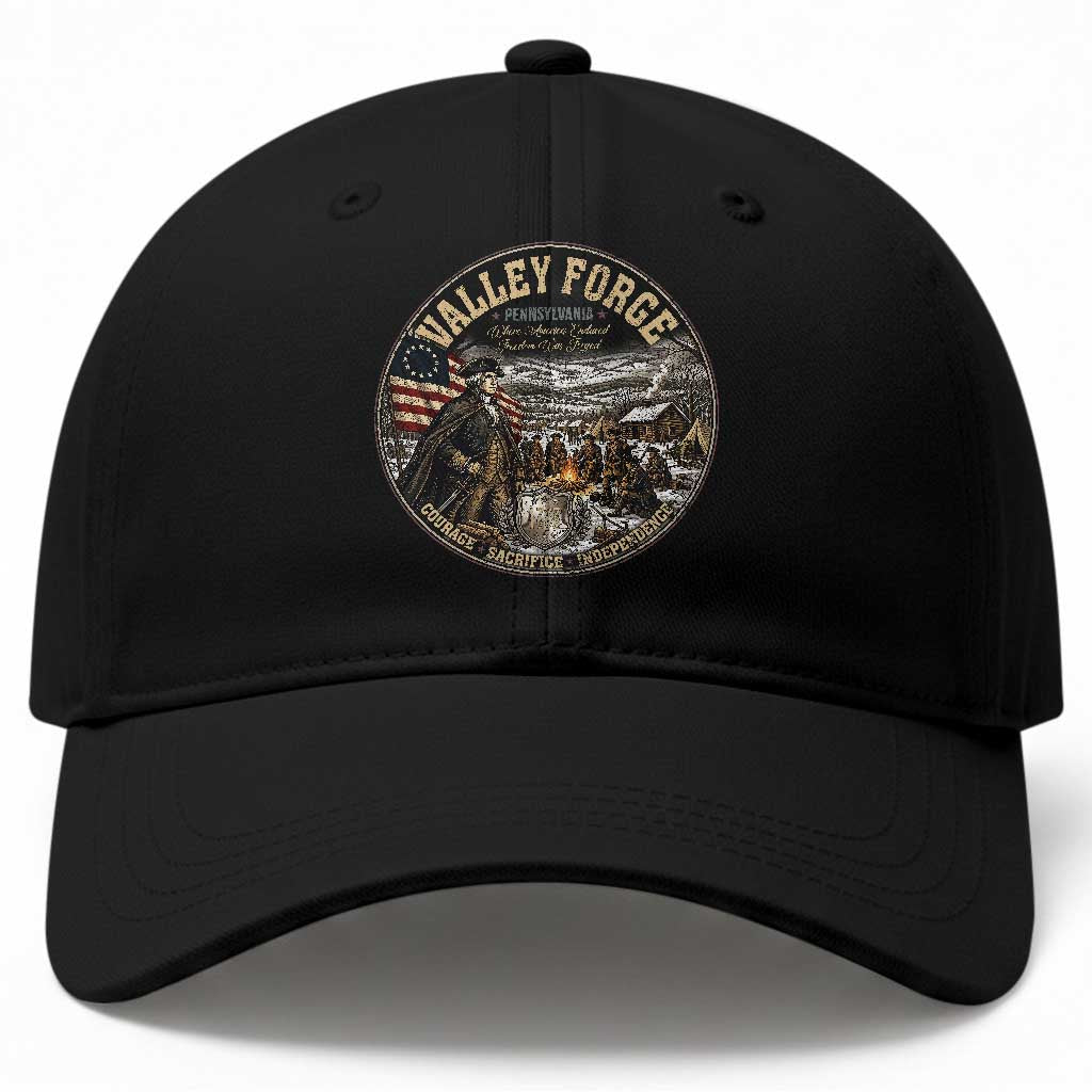 Valley Forge Pennsylvania 1777 George Washington Baseball Cap Revolutionary War Vintage American History Graphic