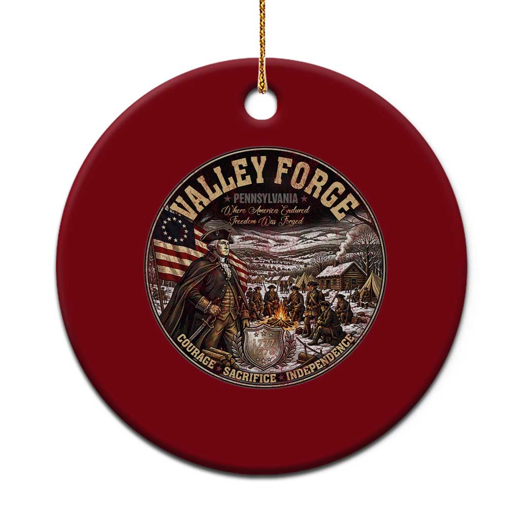 Valley Forge Pennsylvania 1777 George Washington Ceramic Ornament Revolutionary War Vintage American History Graphic