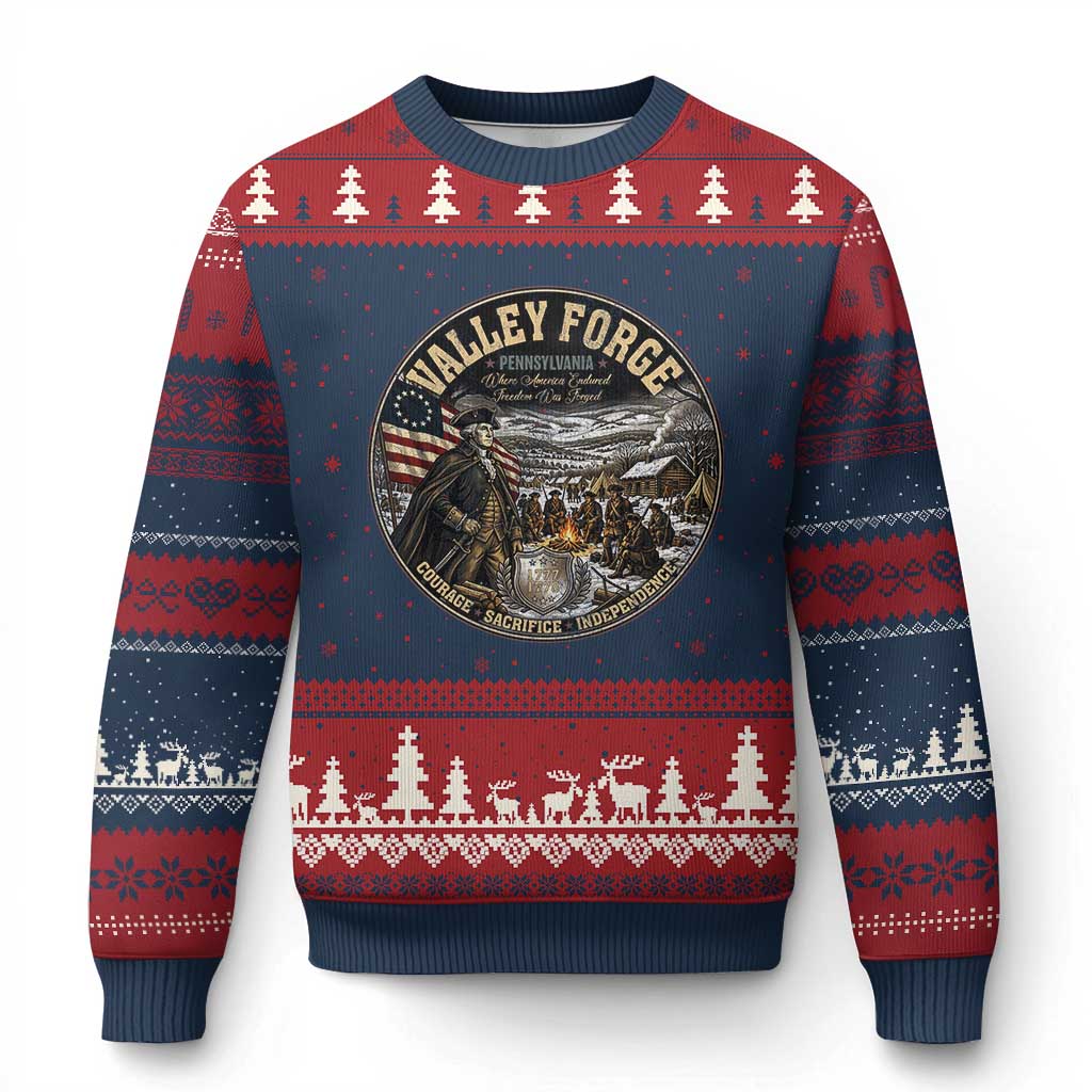 Valley Forge Pennsylvania 1777 George Washington Ugly Christmas Sweater Revolutionary War Vintage American History Graphic