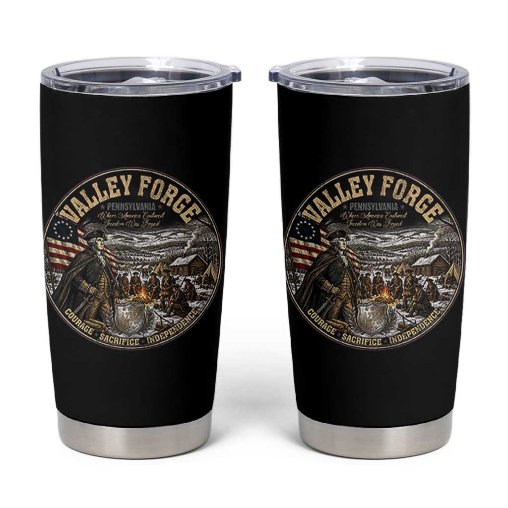 Valley Forge Pennsylvania 1777 George Washington Tumbler Cup Revolutionary War Vintage American History Graphic