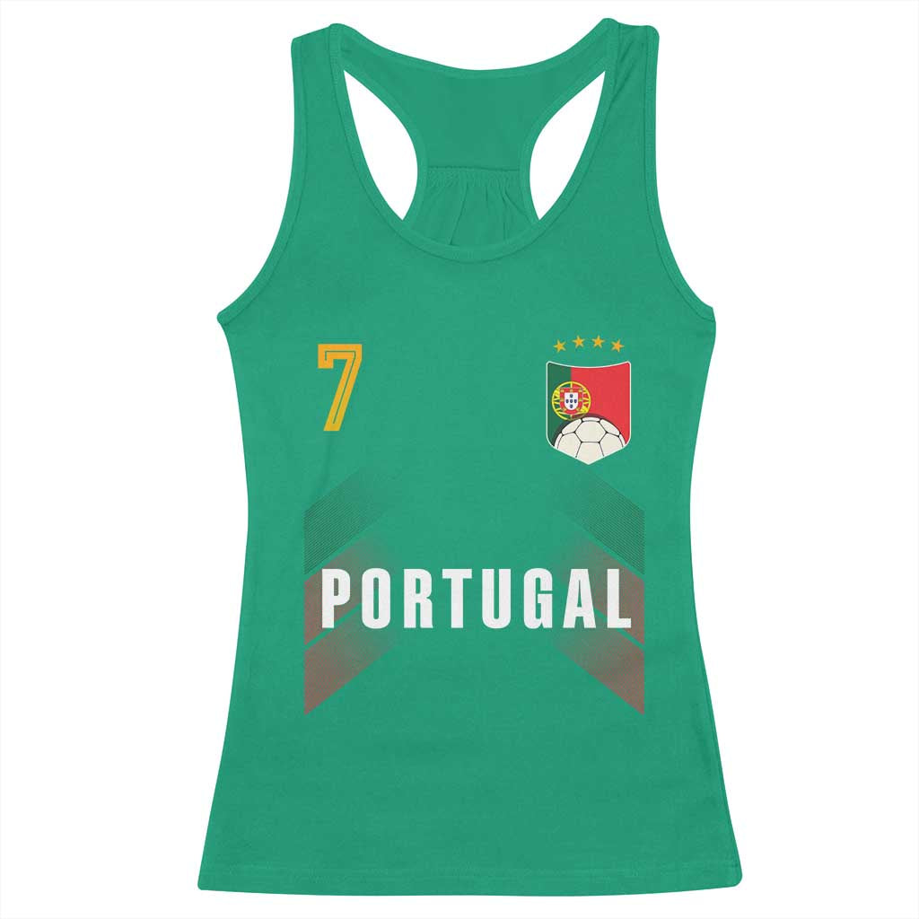 Portugal Soccer Fans Graphic Jersey Style Racerback Tank Top Proud Portuguese Football Lover