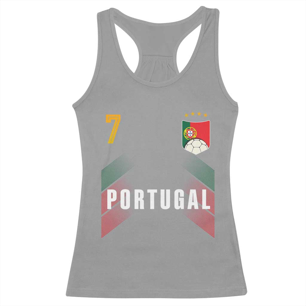 Portugal Soccer Fans Graphic Jersey Style Racerback Tank Top Proud Portuguese Football Lover