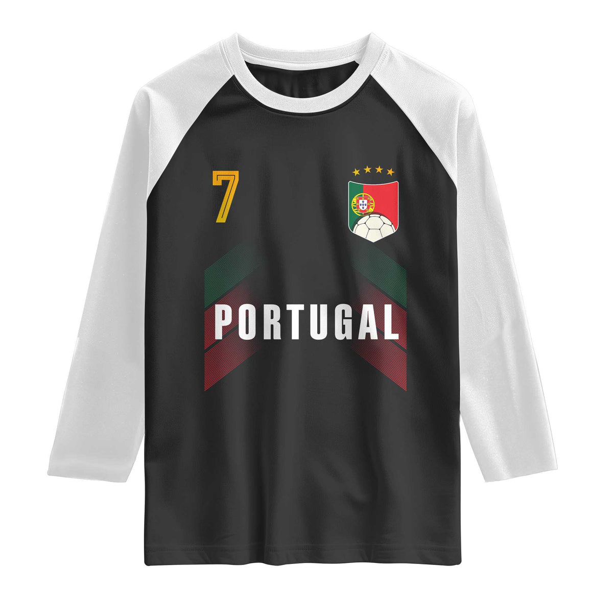 Portugal Soccer Fans Graphic Jersey Style Raglan Shirt Proud Portuguese Football Lover