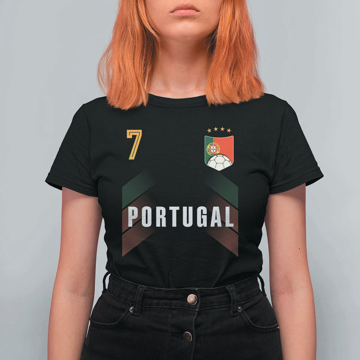 Portugal Soccer Fans Graphic Jersey Style T Shirt For Women Proud Portuguese Football Lover