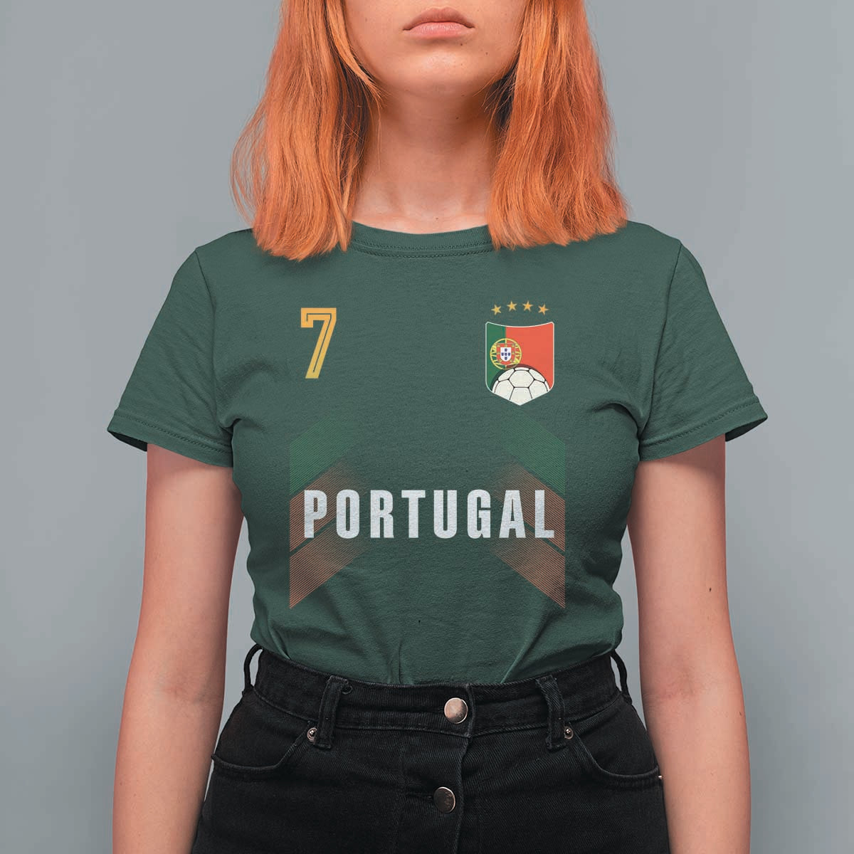 Portugal Soccer Fans Graphic Jersey Style T Shirt For Women Proud Portuguese Football Lover