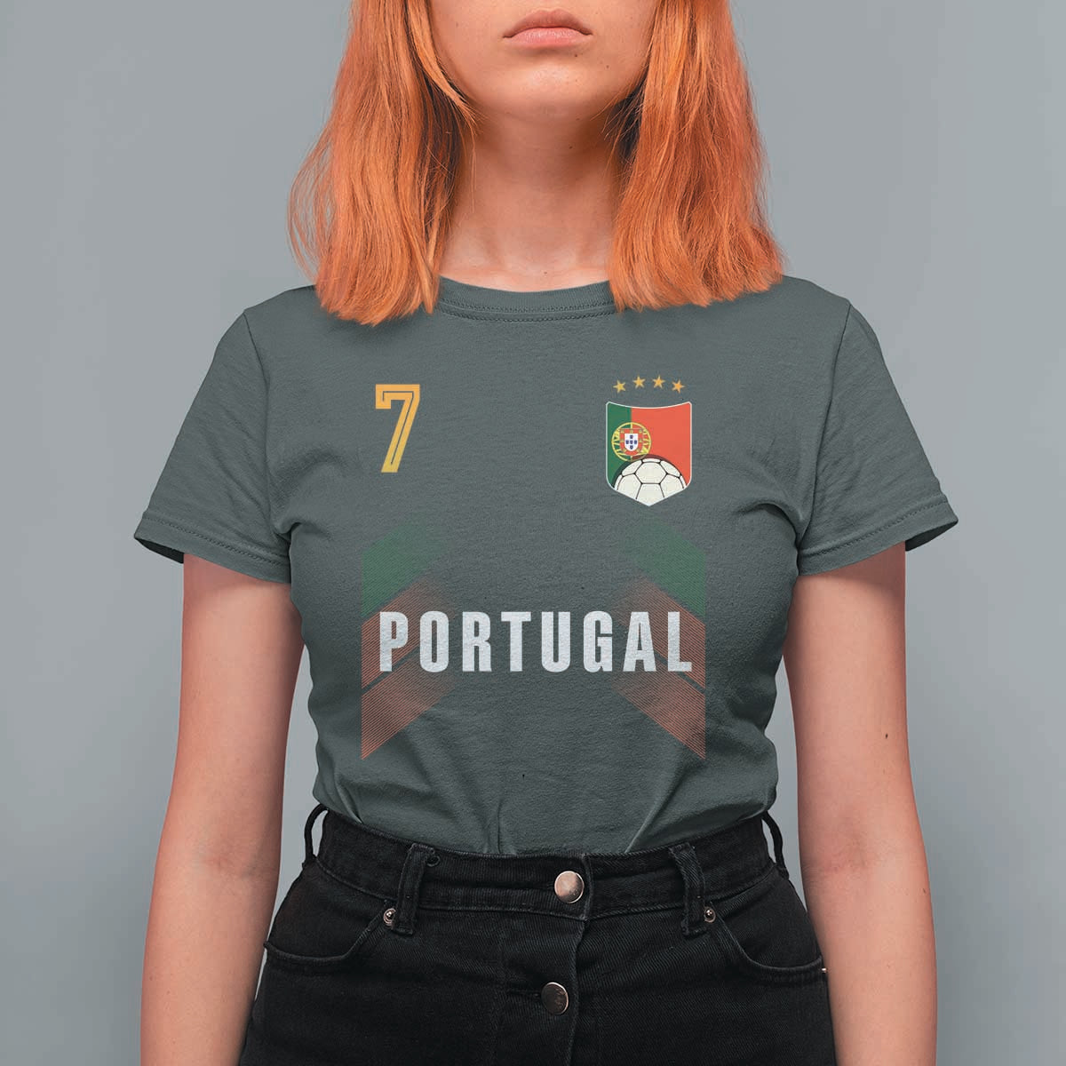 Portugal Soccer Fans Graphic Jersey Style T Shirt For Women Proud Portuguese Football Lover