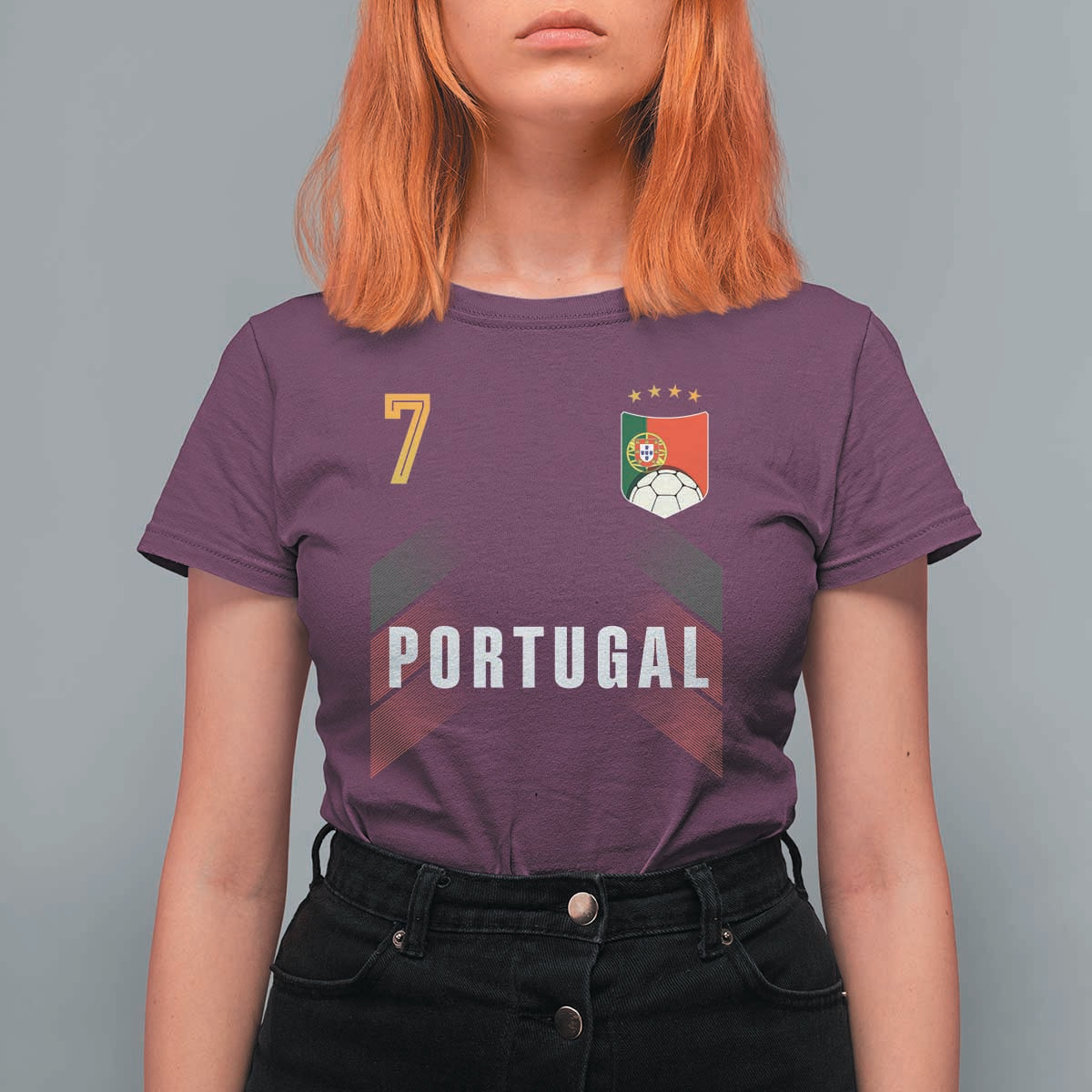 Portugal Soccer Fans Graphic Jersey Style T Shirt For Women Proud Portuguese Football Lover