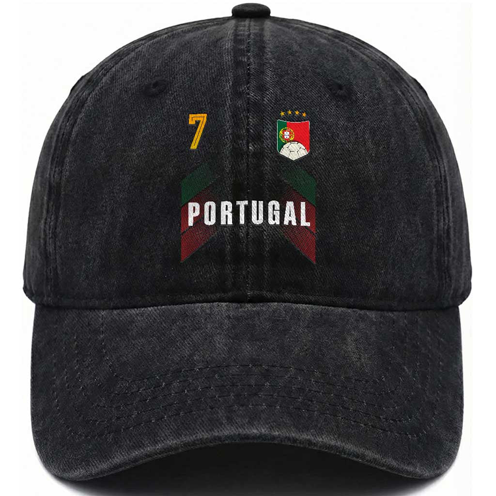 Portugal Soccer Fans Graphic Jersey Style Washed Cotton Baseball Cap Proud Portuguese Football Lover