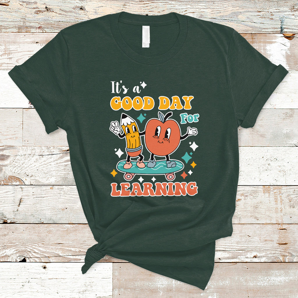 T Shirt It's Beautiful Day For Learning Retro Groovy Skateboard Inspirational Teachers Students - Wonder Print Shop