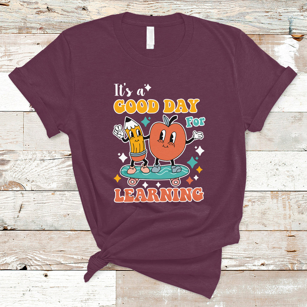 T Shirt It's Beautiful Day For Learning Retro Groovy Skateboard Inspirational Teachers Students - Wonder Print Shop