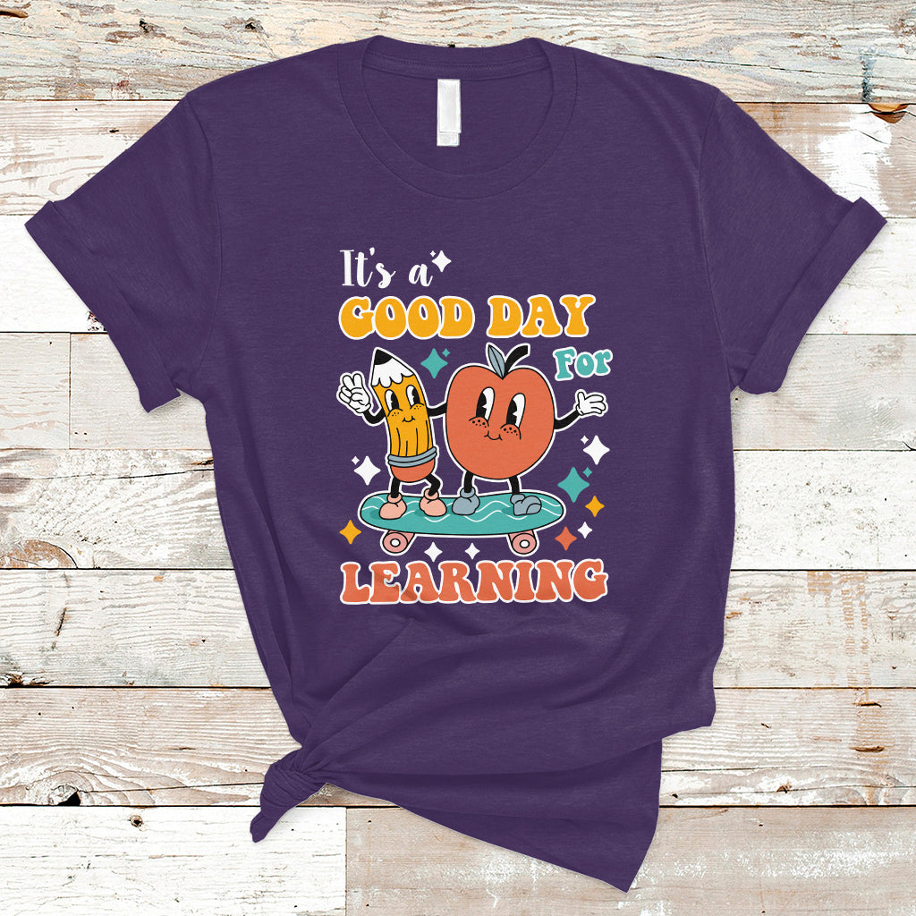 T Shirt It's Beautiful Day For Learning Retro Groovy Skateboard Inspirational Teachers Students - Wonder Print Shop