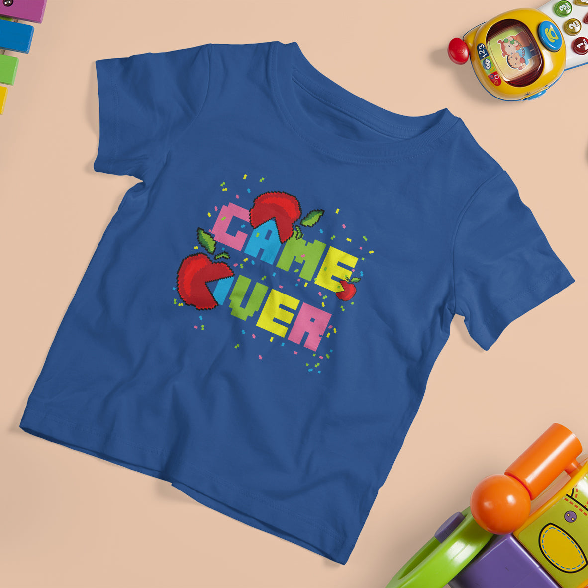 T Shirt For Kid Game Over Back To School Funny Video Game Apple Eating Game On School - Wonder Print Shop