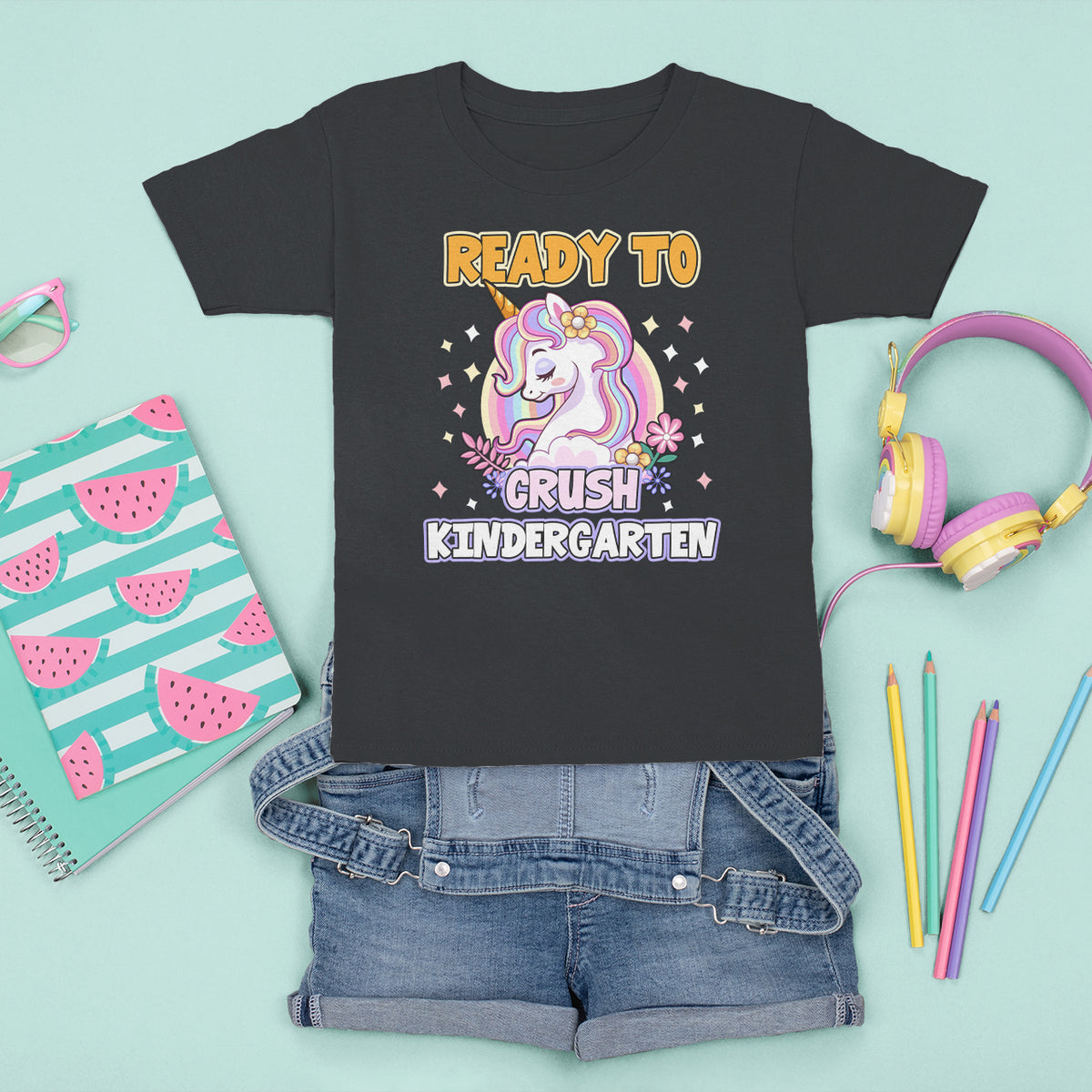 Cute Kindergarten Unicorn T Shirt For Kid I'm Ready To Crush Kinder 1st Day Of School For Girls - Wonder Print Shop