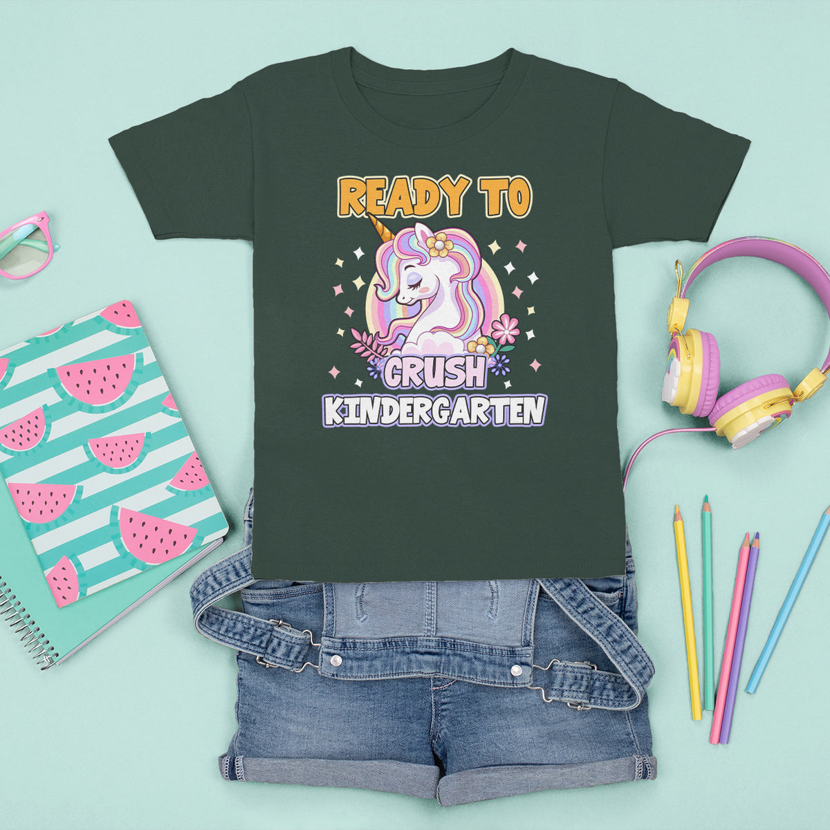 Cute Kindergarten Unicorn T Shirt For Kid I'm Ready To Crush Kinder 1st Day Of School For Girls - Wonder Print Shop