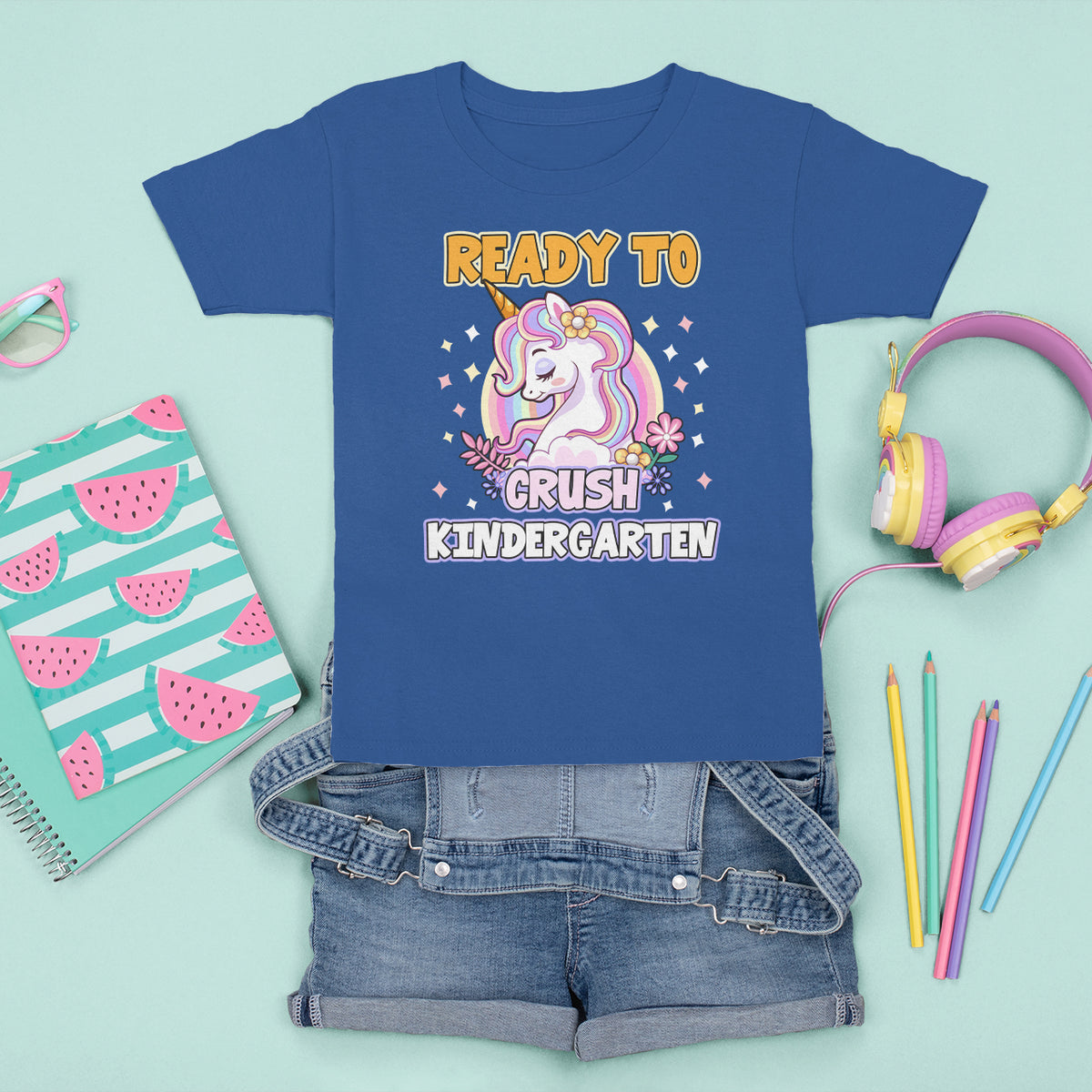 Cute Kindergarten Unicorn T Shirt For Kid I'm Ready To Crush Kinder 1st Day Of School For Girls - Wonder Print Shop