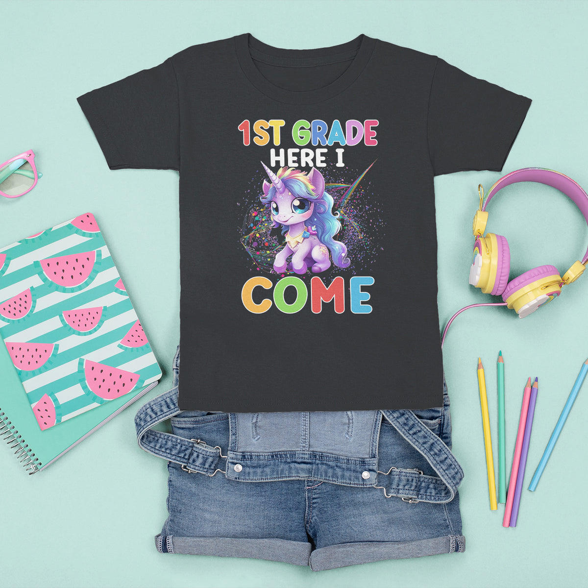 1st Grade Cute Unicorn T Shirt For Kid First Grade Here I Come Girls Squad - Wonder Print Shop