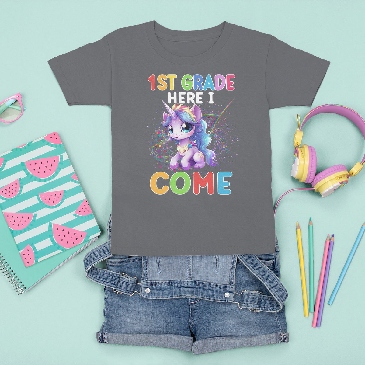 1st Grade Cute Unicorn T Shirt For Kid First Grade Here I Come Girls Squad - Wonder Print Shop