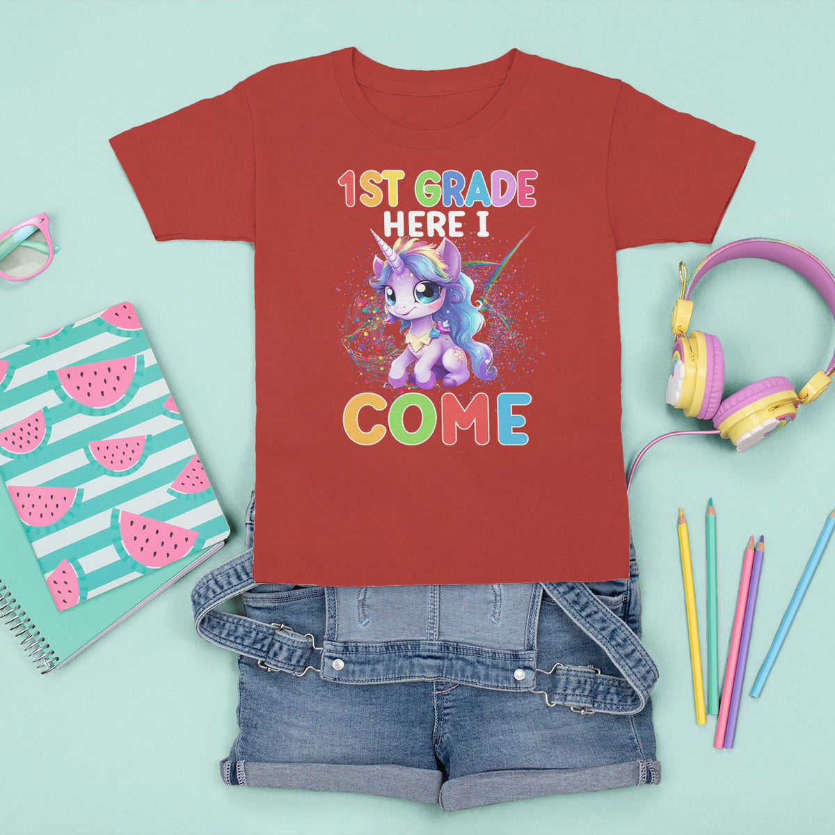 1st Grade Cute Unicorn T Shirt For Kid First Grade Here I Come Girls Squad - Wonder Print Shop