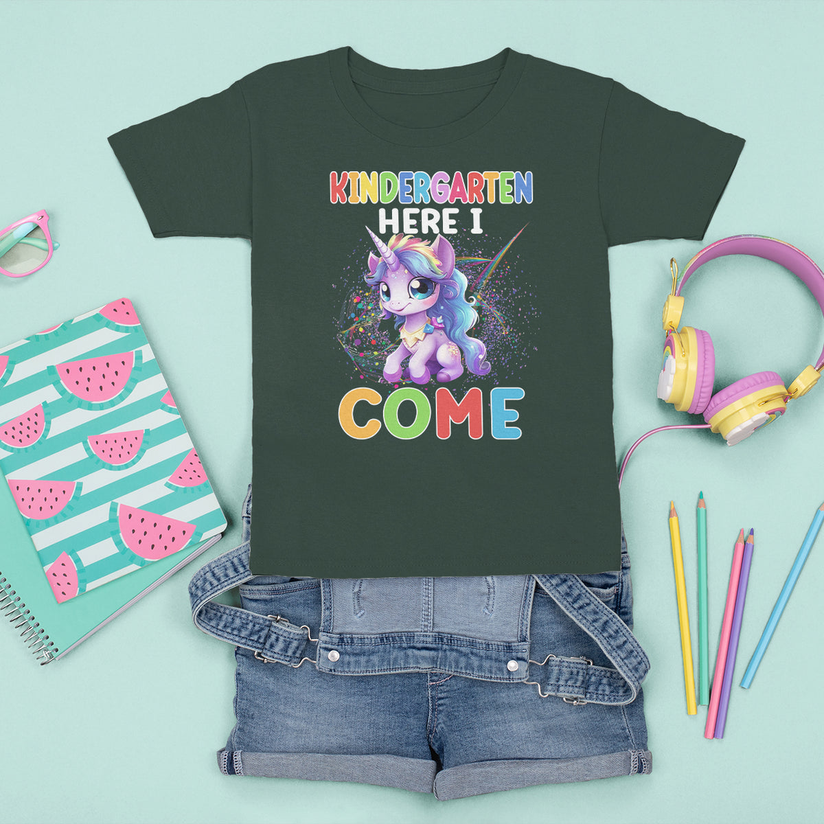 Cute Kindergarten Unicorn T Shirt For Kid Kinder Here I Come Girls Team - Wonder Print Shop