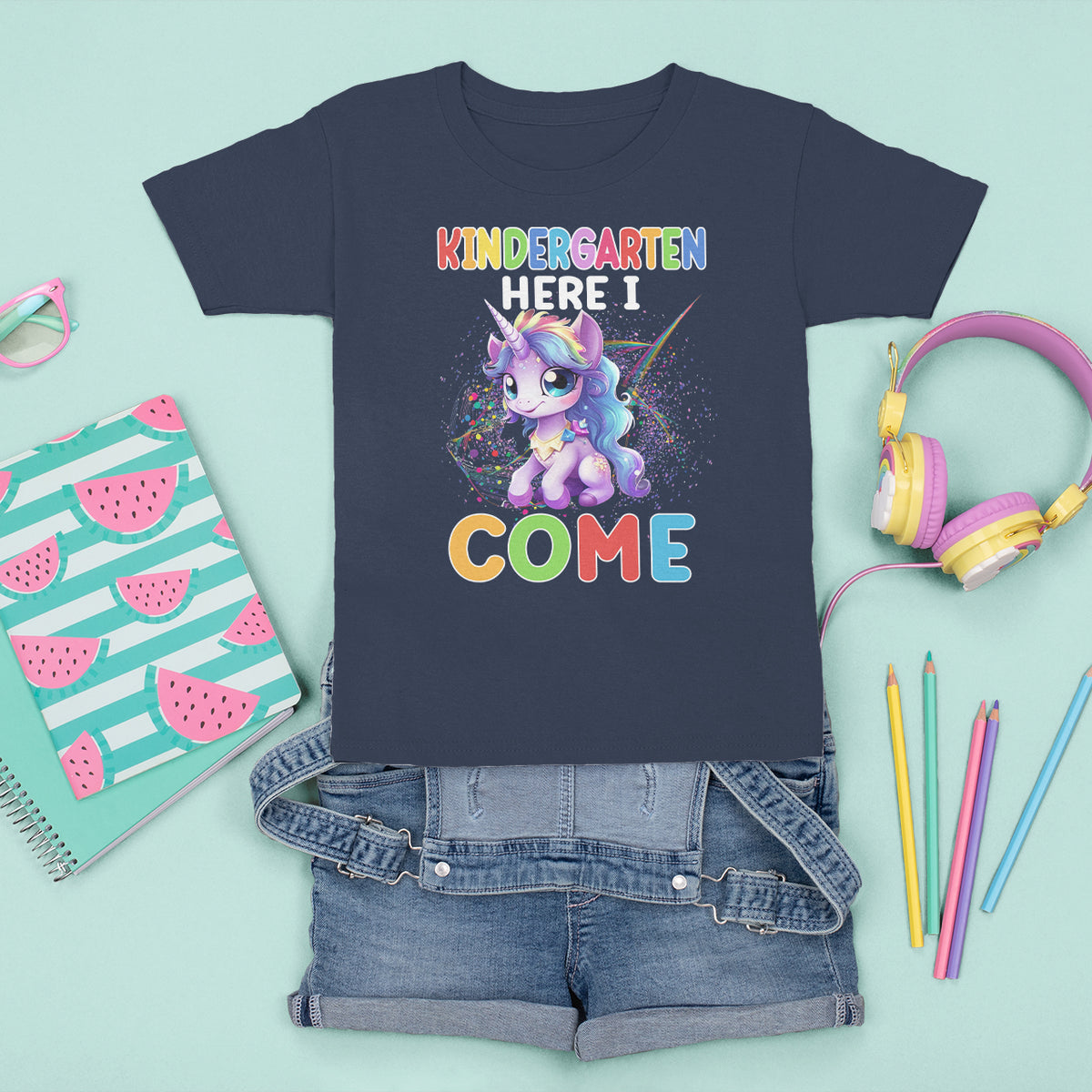 Cute Kindergarten Unicorn T Shirt For Kid Kinder Here I Come Girls Team - Wonder Print Shop