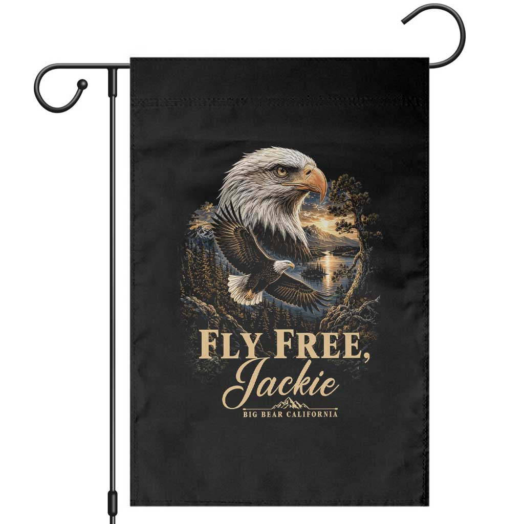 Fly Free Jackie Big Bear Bald Eagle Memorial Garden Flag California Valley Sunset Forest Nature Graphic