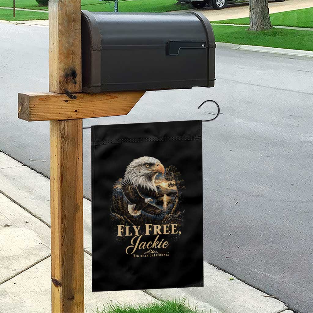 Fly Free Jackie Big Bear Bald Eagle Memorial Garden Flag California Valley Sunset Forest Nature Graphic
